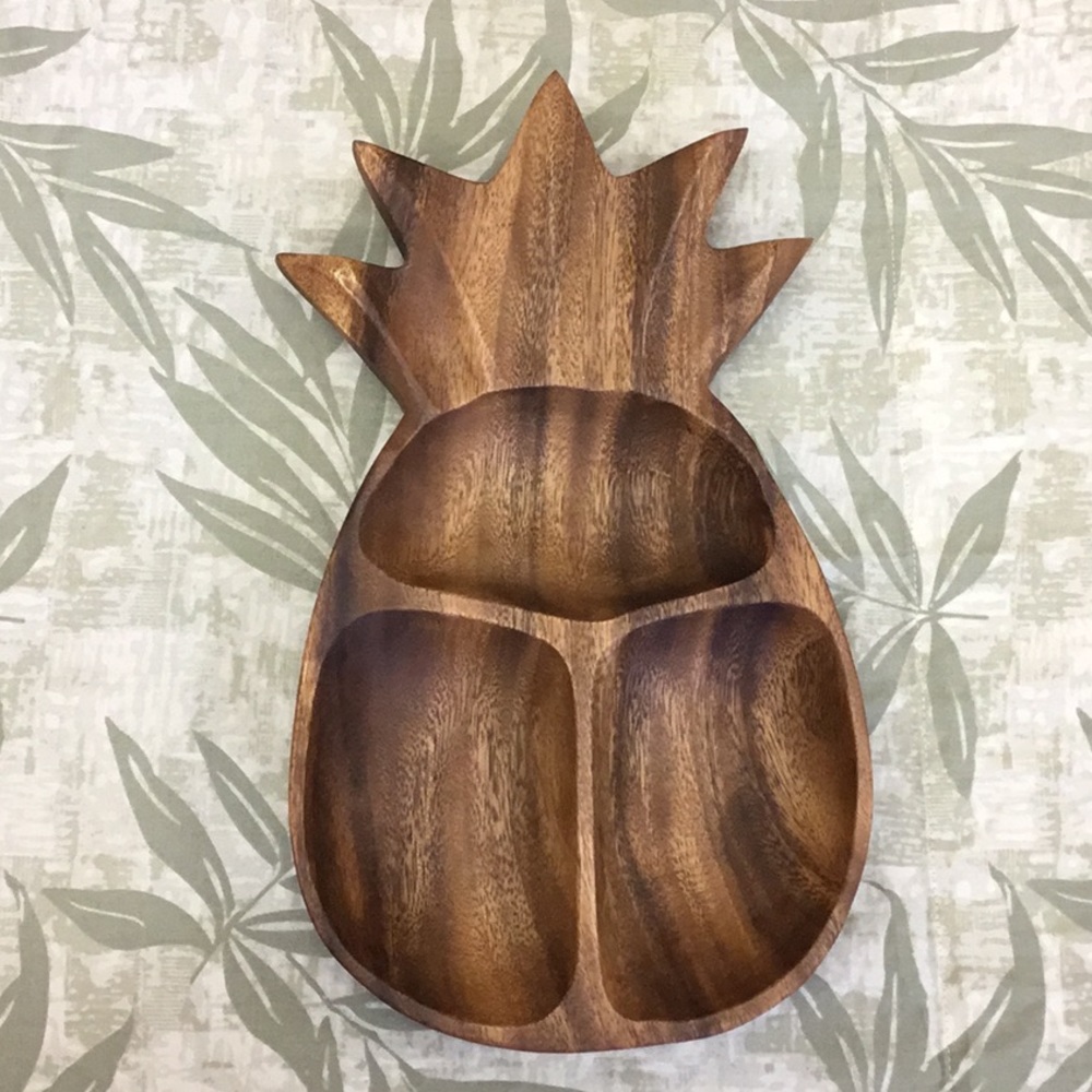 Wood Pineapple Shape Decor tray jewelry NEW